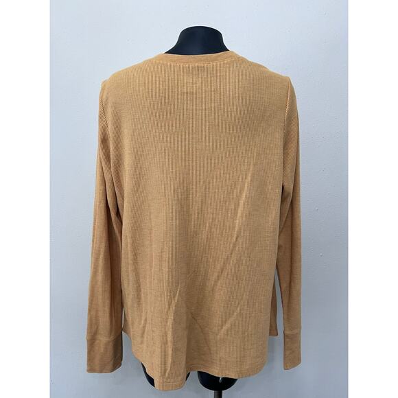 Time and Tru Ribbed V-Neck Henley Top Sz 3XL Mustard Yw Streetwear Y2K inspired - Picture 2 of 5